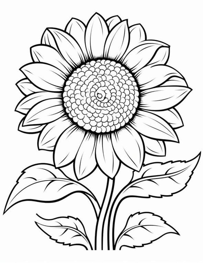 ảnh tranh tô màu hoa hướng dương rõ nét