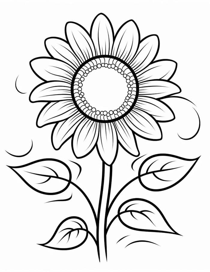 ảnh tranh tô màu hoa hướng dương sinh động