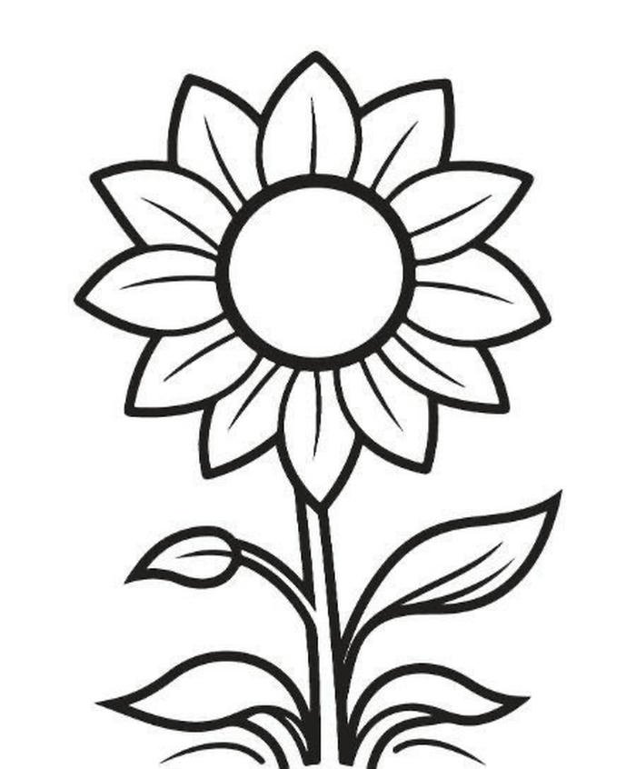 ảnh tranh tô màu hoa hướng dương trang nhã