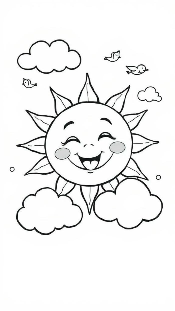ảnh tranh tô màu ông mặt trời sáng