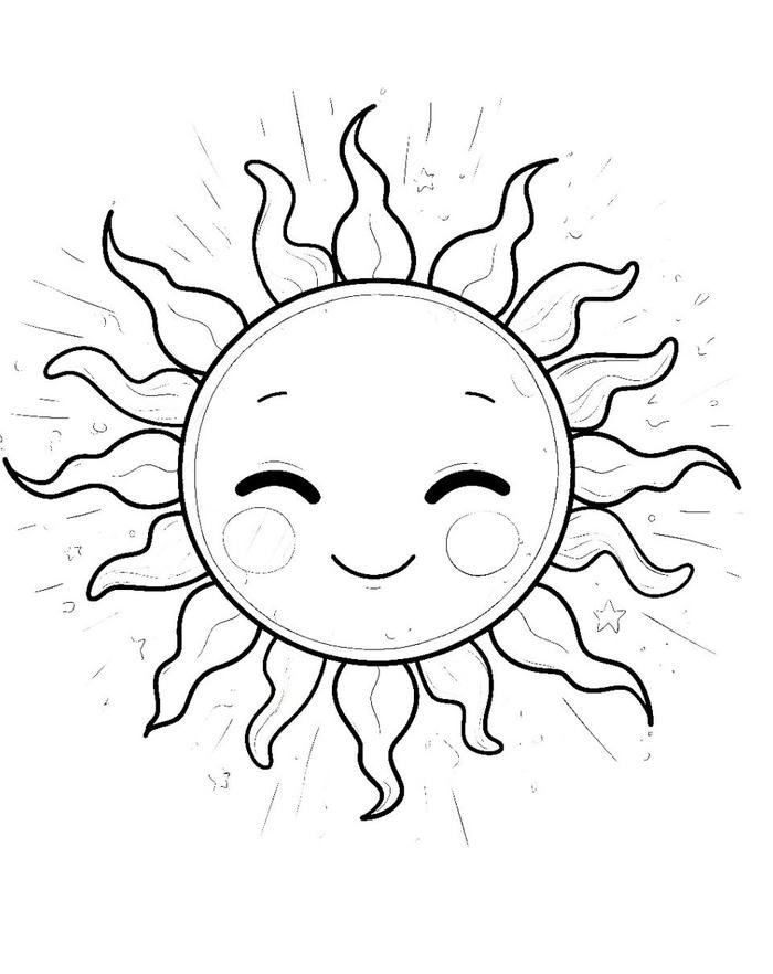 ảnh tranh tô màu ông mặt trời xinh