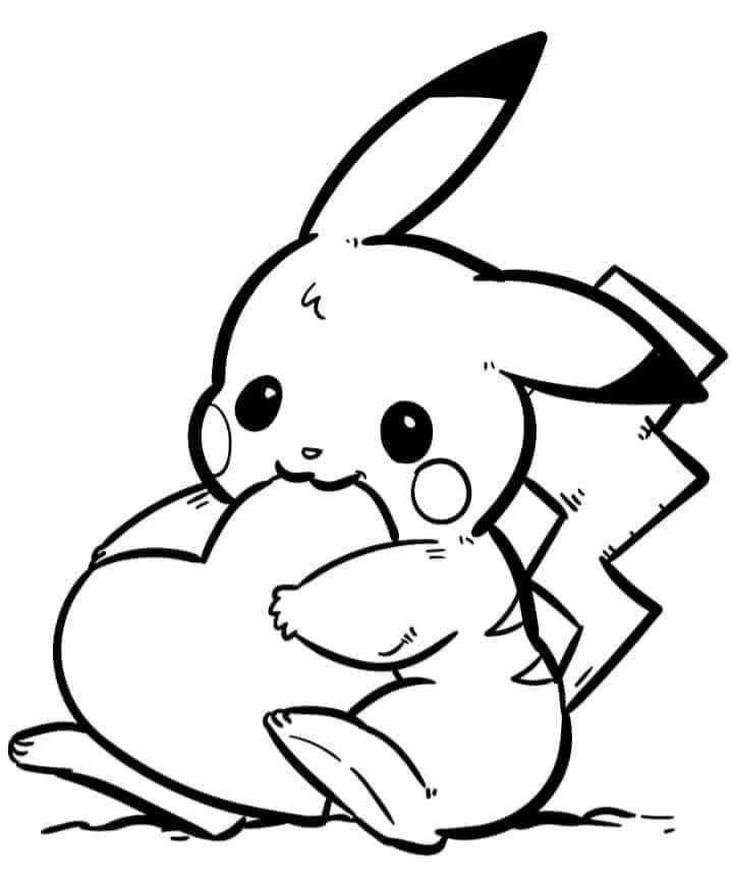 ảnh tranh tô màu pikachu ít chi tiết