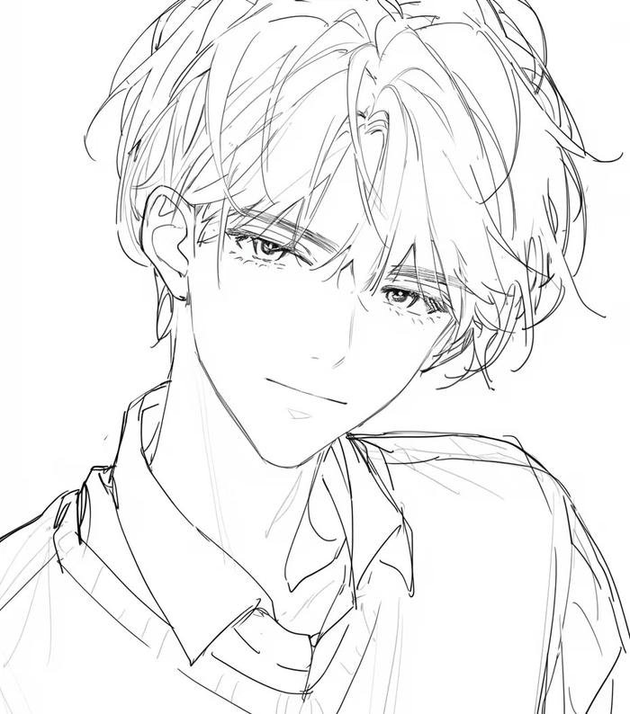 ảnh tranh vẽ anime nam đơn giản