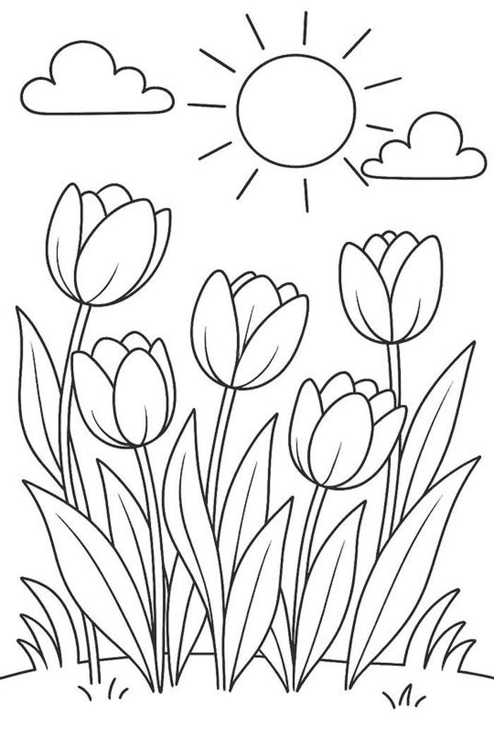 ảnh tulip tô màu dễ thương