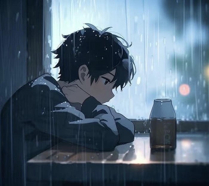 anime buồn ngồi im không nói