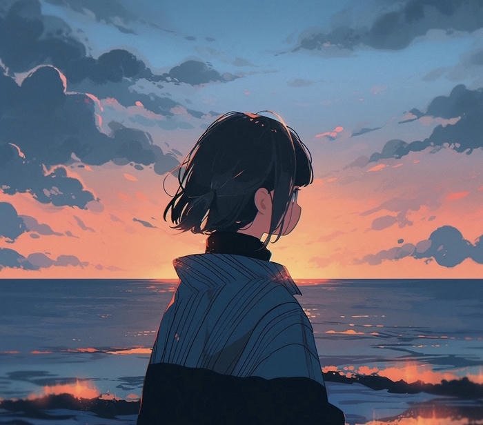 anime buồn nhìn trời lặng yên