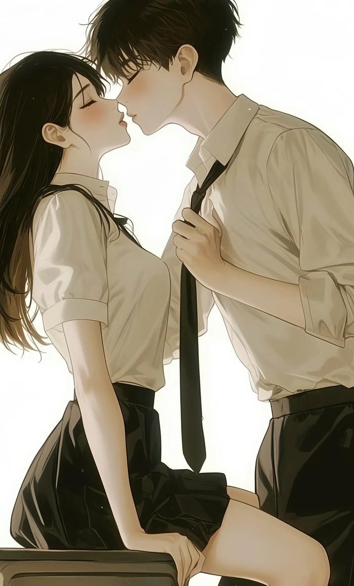 anime couple hôn nhau nhẹ