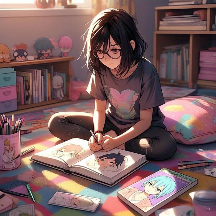 anime đeo kính vẻ ngoài trí thức