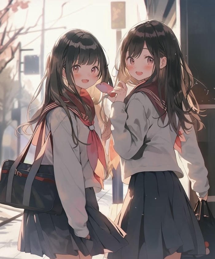 anime đôi bạn thân phong cách học đường