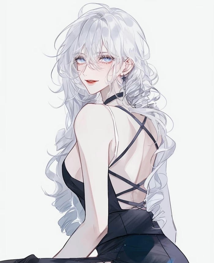 anime girl tóc trắng gam sáng