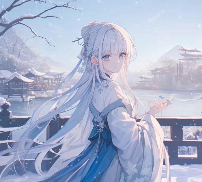 anime girl tóc trắng phong vị cổ điển