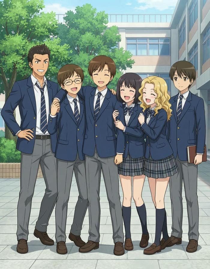 anime học đường khung cảnh sân trường