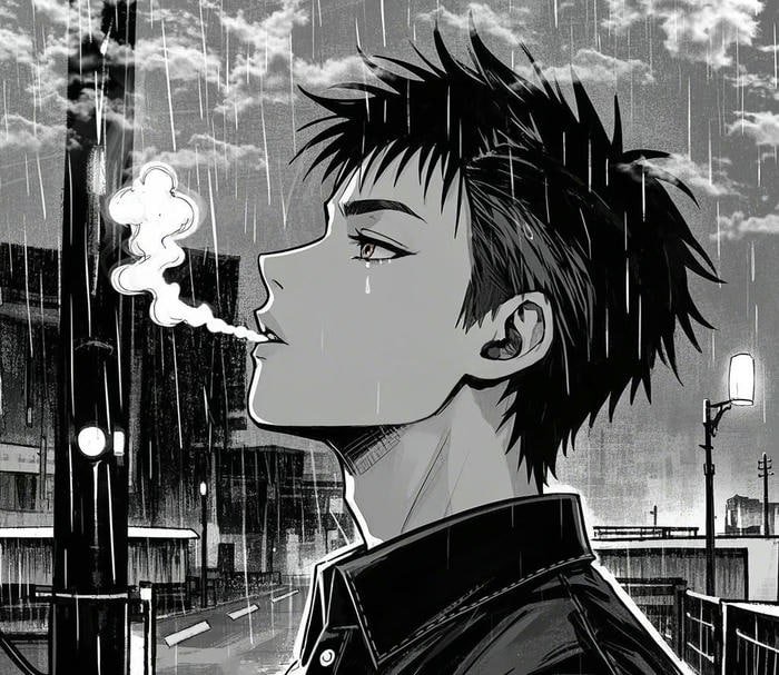 anime nam đen trắng tạo hình ngầu