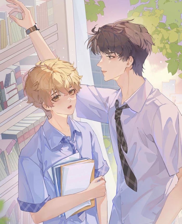 anime nam học sinh mặc áo sơ mi trắng