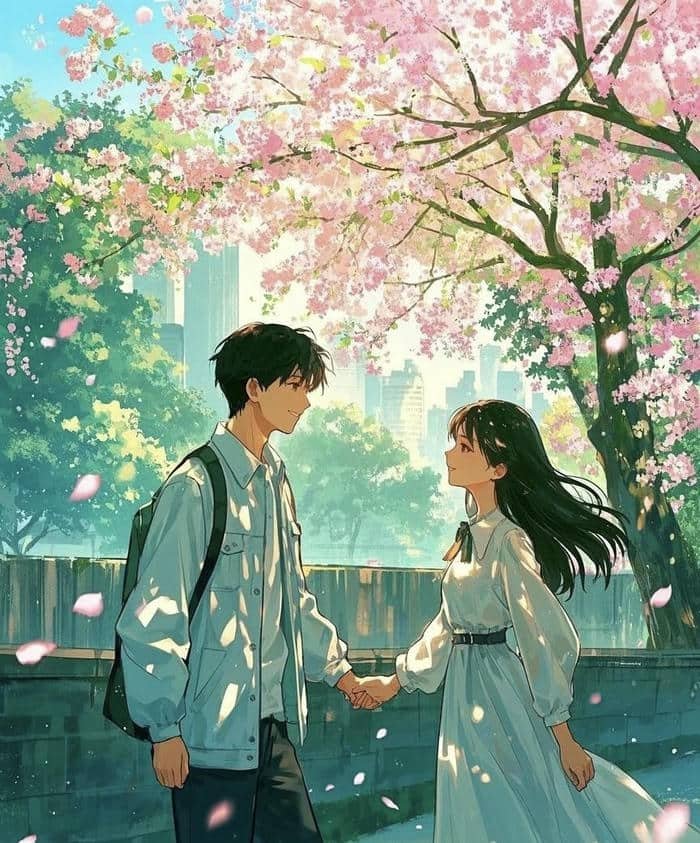 anime nắm tay phong cách ngọt ngào