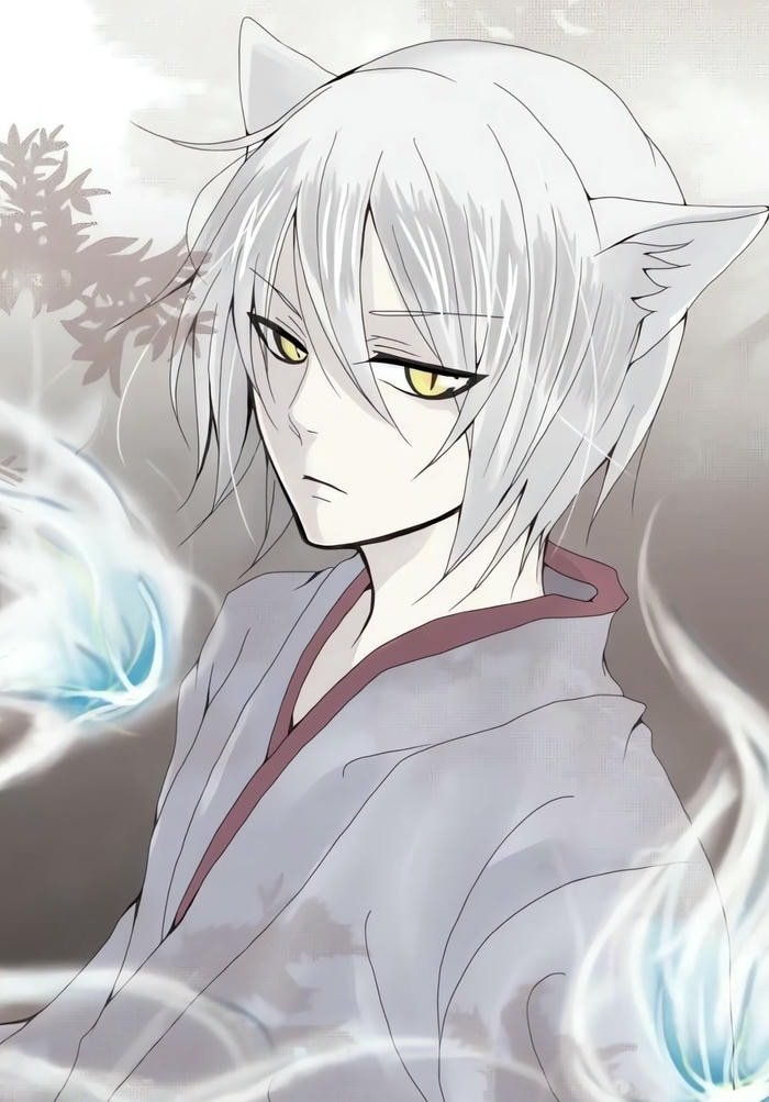 anime nam tóc trắng ánh mắt sắc
