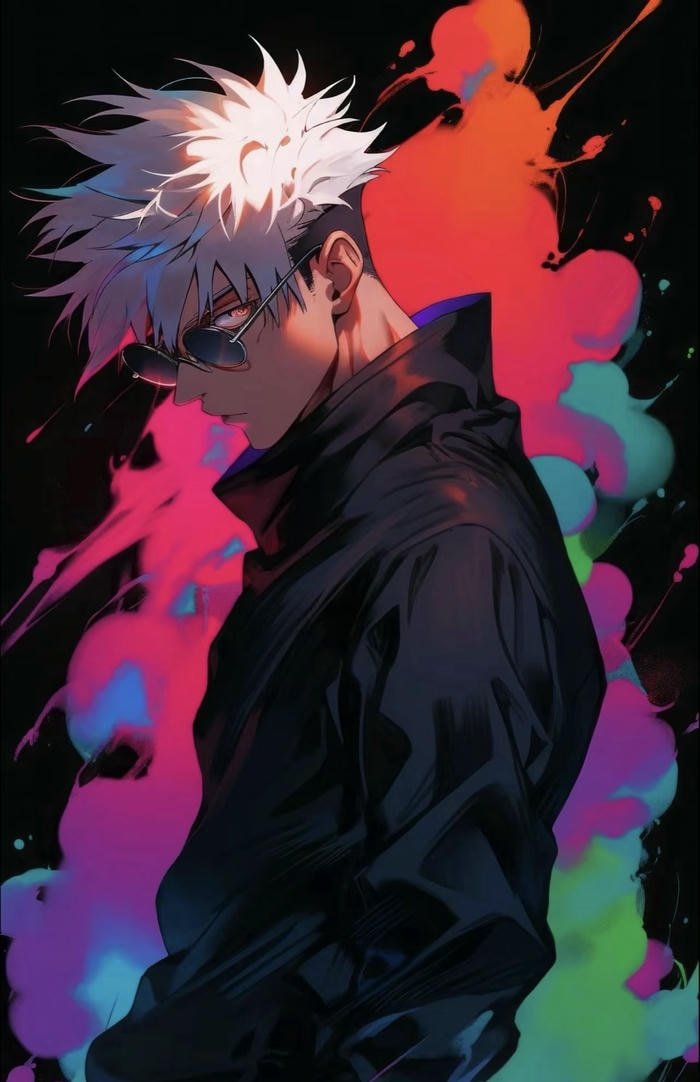 anime nam tóc trắng đơn giản