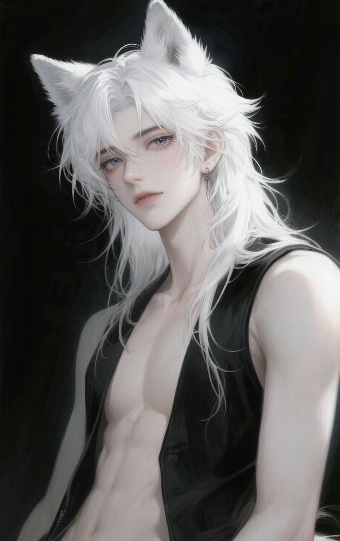 anime nam tóc trắng thần thái cao