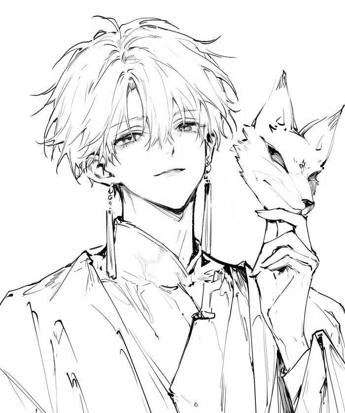 anime nam tranh vẽ nghệ thuật