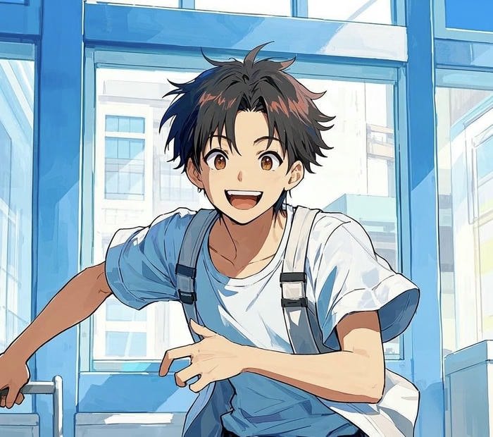 anime nam vui vẻ chạy lại