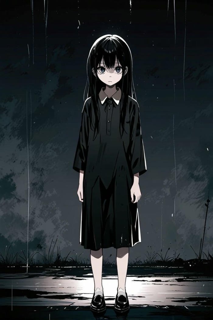 anime nữ buồn biểu cảm trống trải