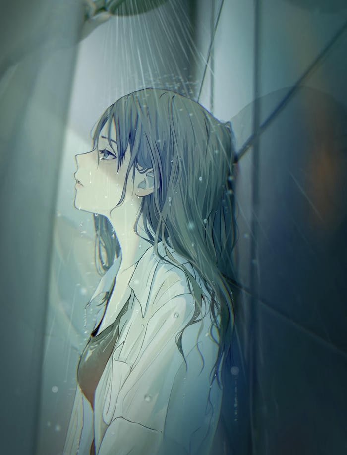 anime nữ buồn vẻ ngoài mệt mỏi