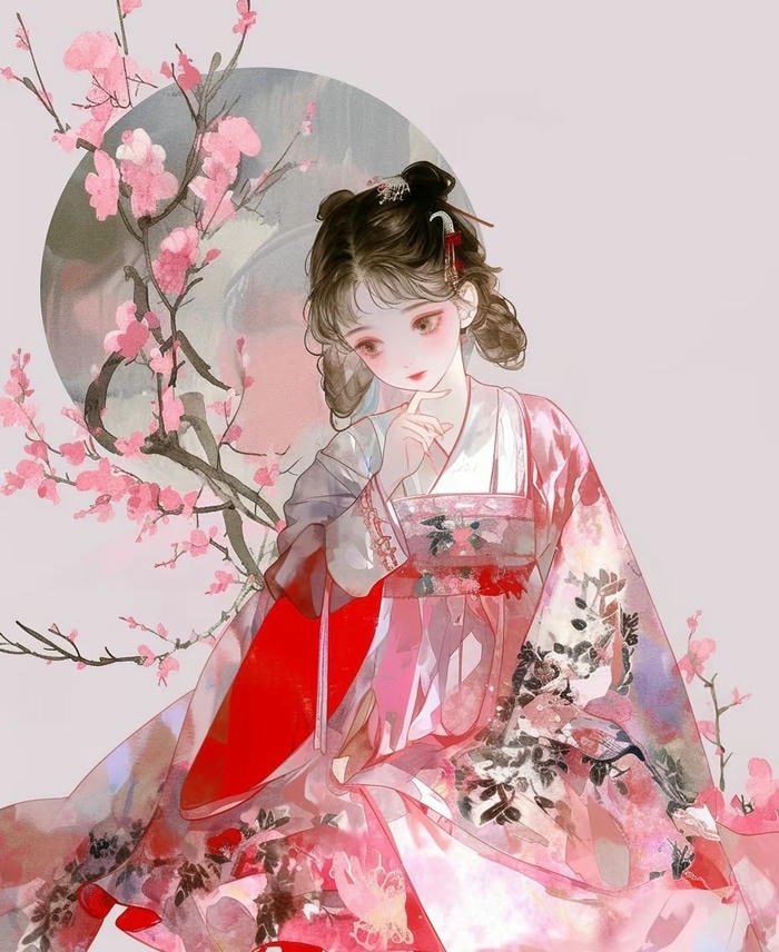 anime nữ cổ trang tạo dáng thướt tha
