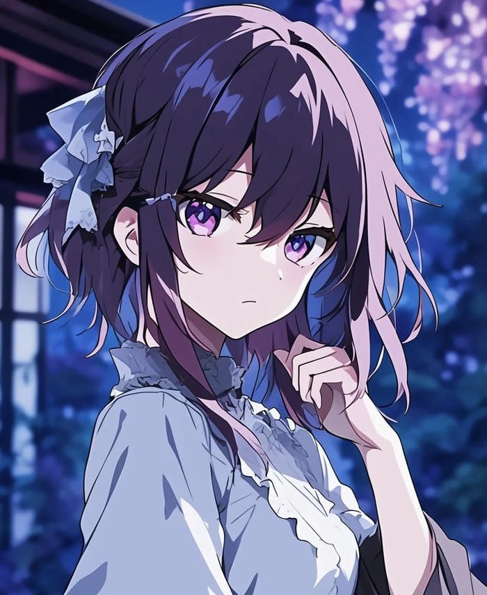 anime nữ dịu dàng đẹp hiếm tóc tím