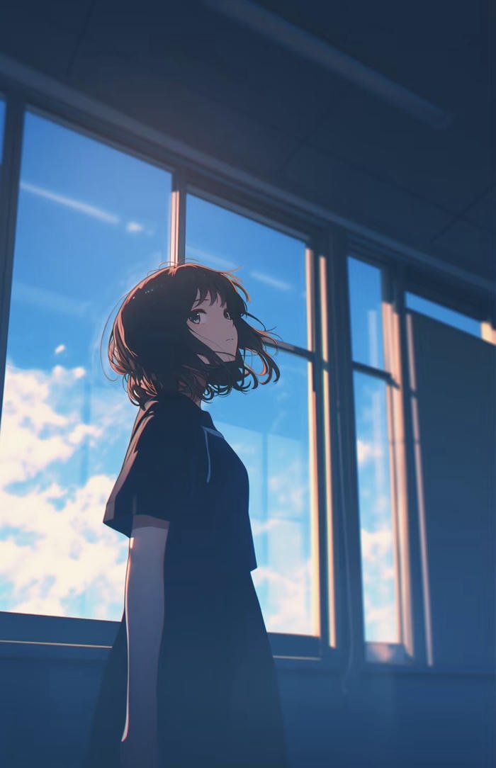 anime nữ hiếm đẹp bên khung cửa sổ