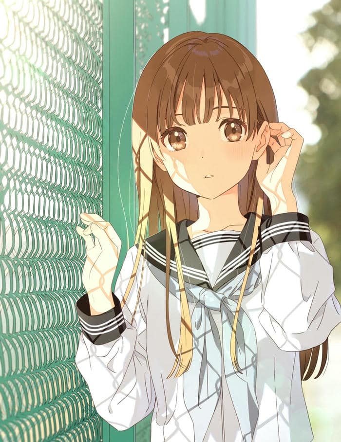 anime nữ học sinh đi học sớm ban mai rực rỡ