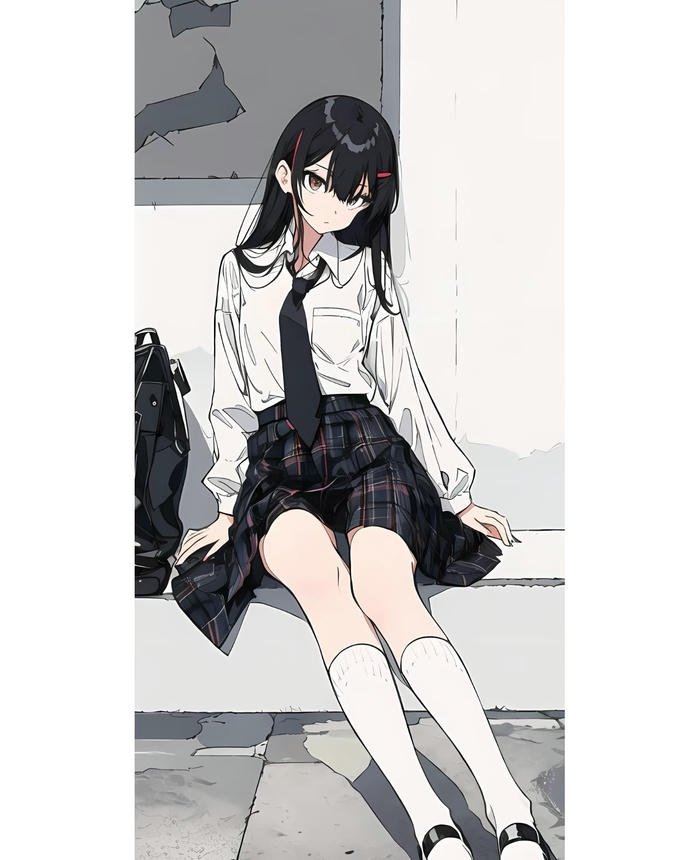anime nữ học sinh mặc váy ngắn đồng phục đẹp