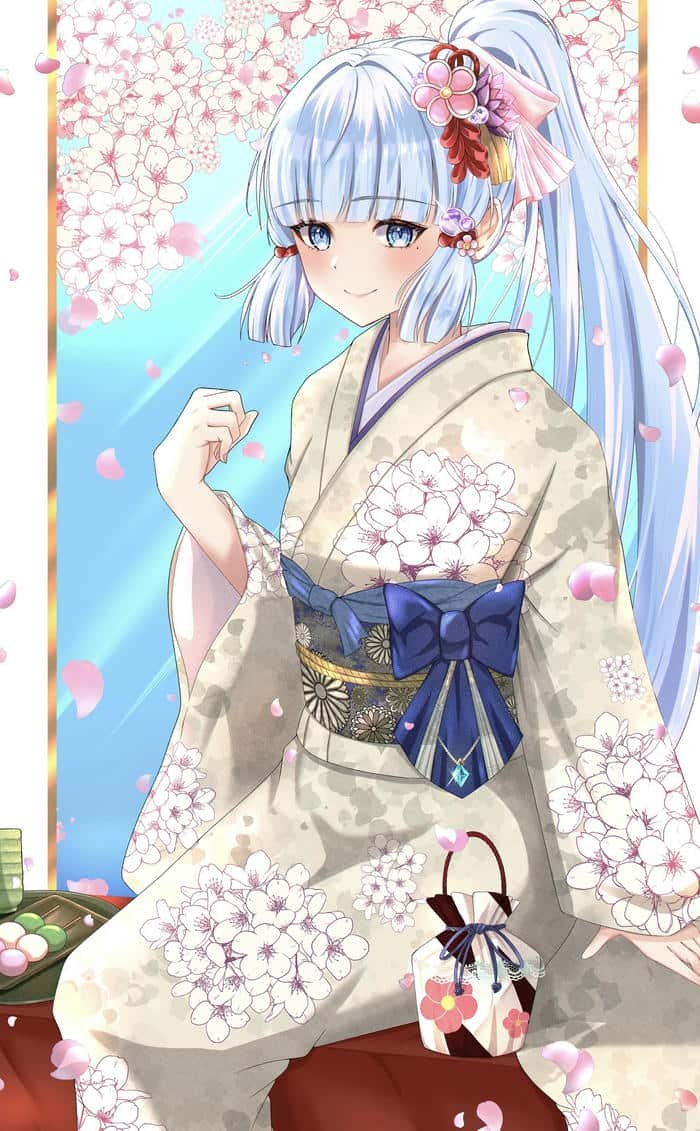 anime nữ kimono trong không gian xưa