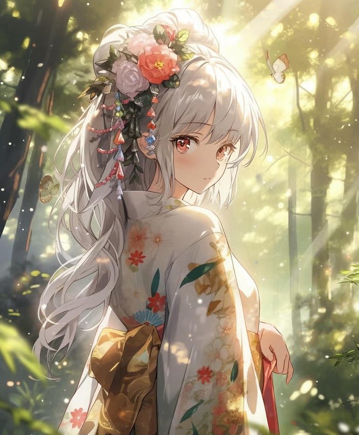 anime nữ mặc kimono gọn ghẽ nghiêm chỉnh