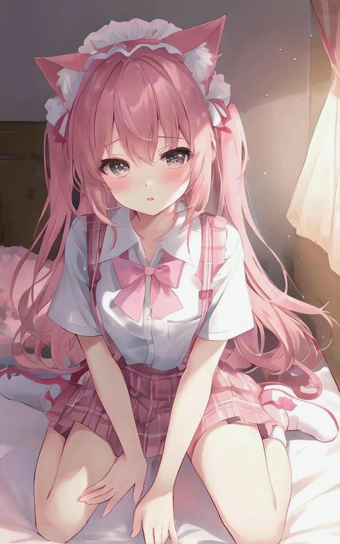 anime nữ tóc hồng an tĩnh yên ả