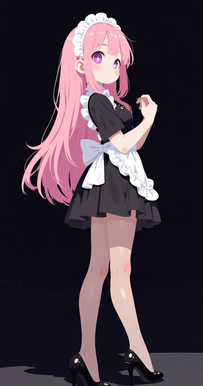anime nữ tóc hồng nền đen