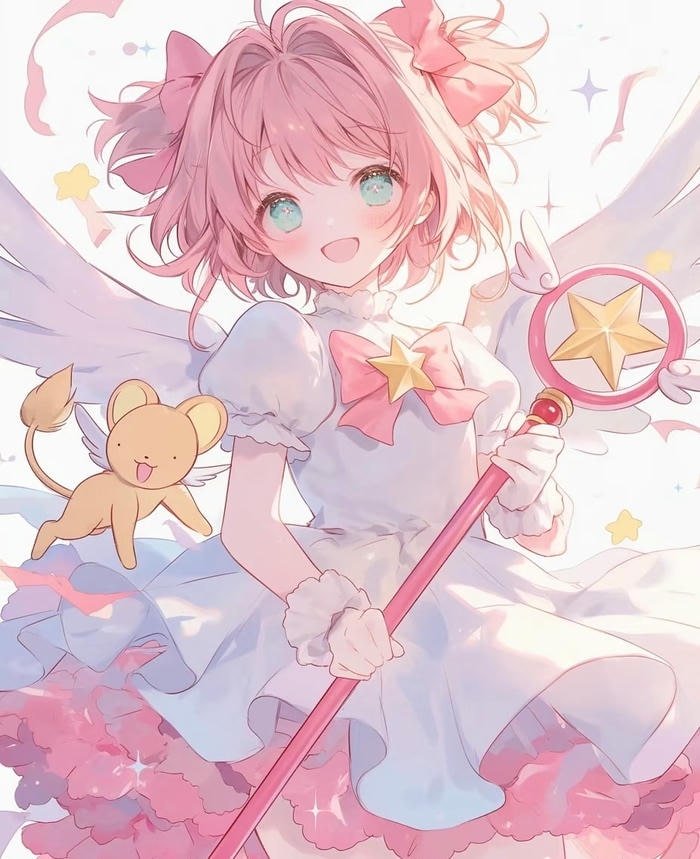 anime nữ tóc hồng rạng rỡ tươi tắn