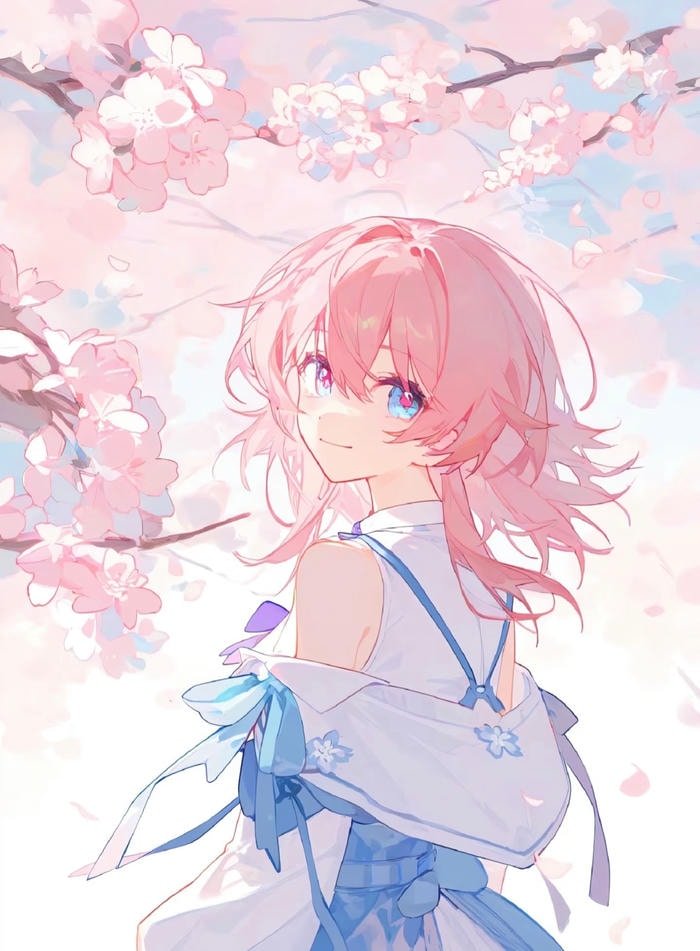 anime nữ tóc hồng vui vẻ hồn nhiên