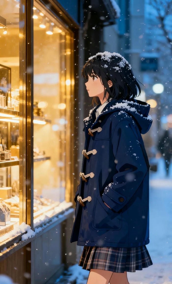 anime nữ tóc ngắn ngắm phố