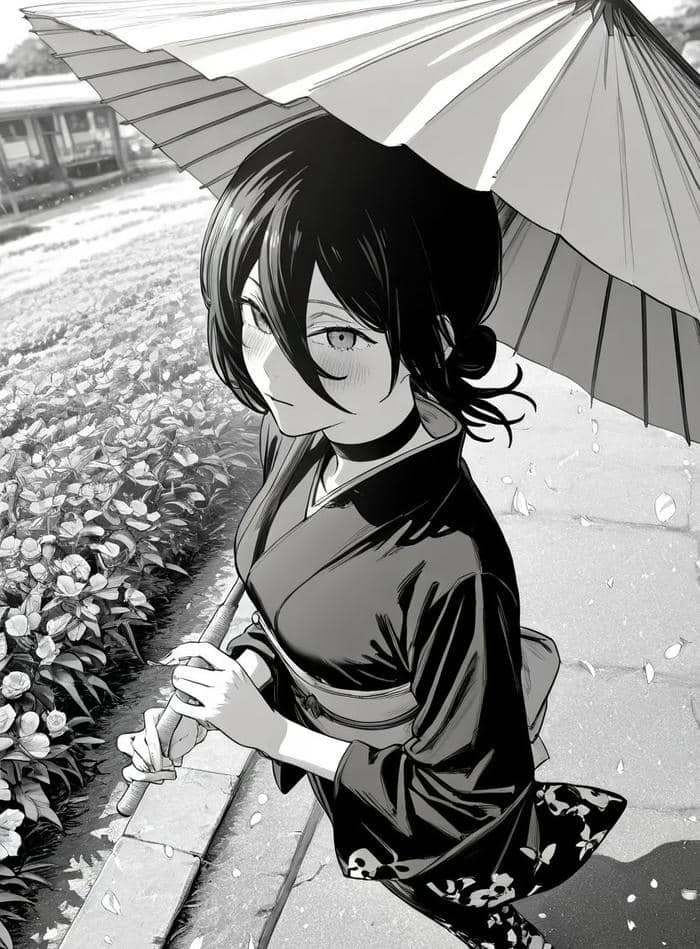 anime nữ trắng đen âm thầm chịu đựng