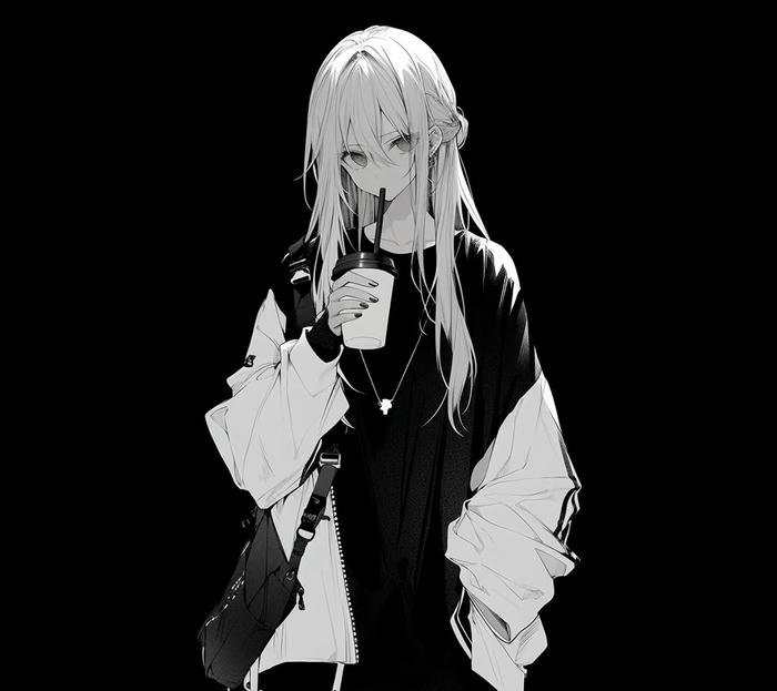 anime nữ trắng đen cô quạnh hiu hắt