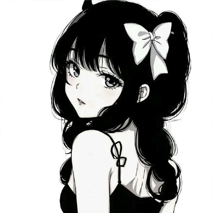 anime nữ trắng đen rơi vào tĩnh lặng
