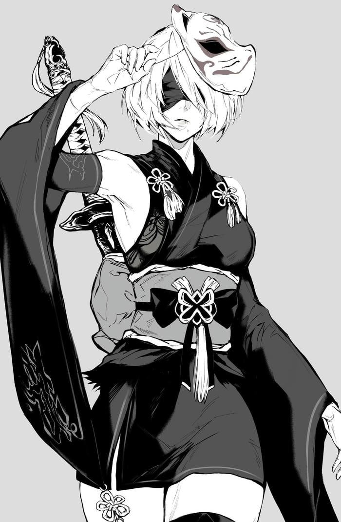 anime nữ trắng đen suy tưởng miên man
