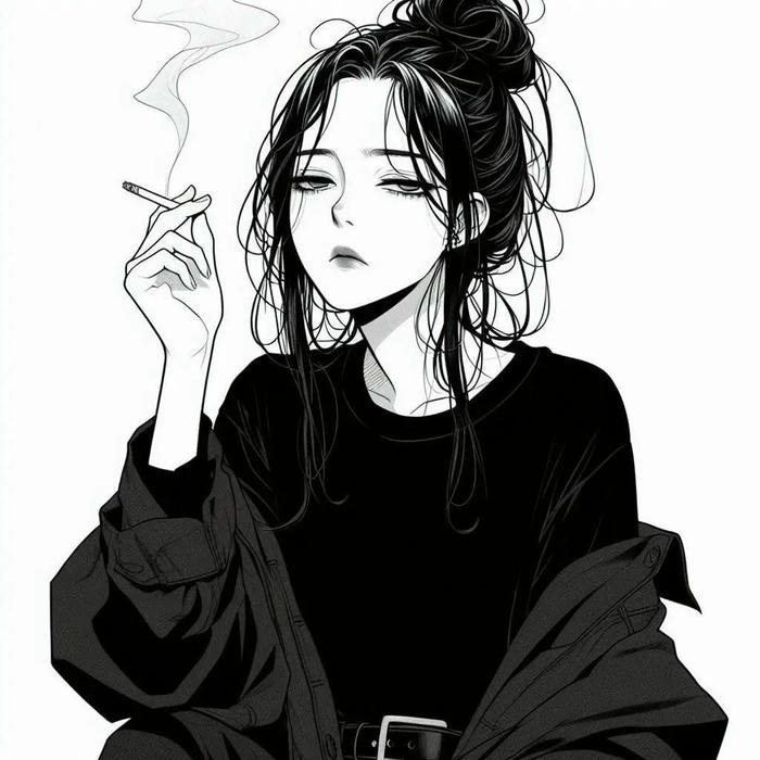 anime nữ trắng đen u tối mịt mờ