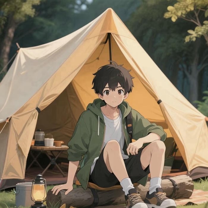 avatar anime nam cắm trại trong rừng
