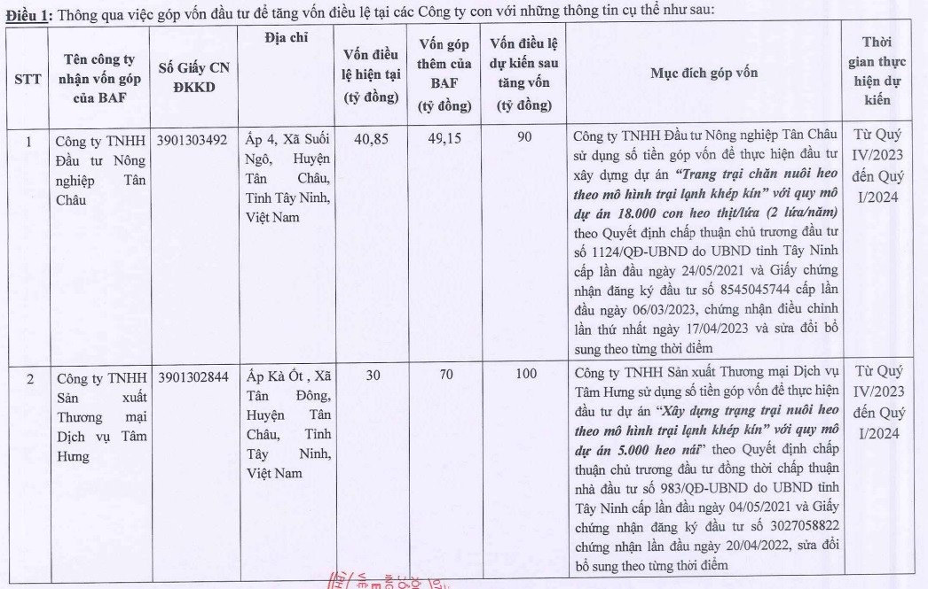 BAF Việt Nam góp vốn đầu tư vào các dự án trang trại chăn nuôi heo