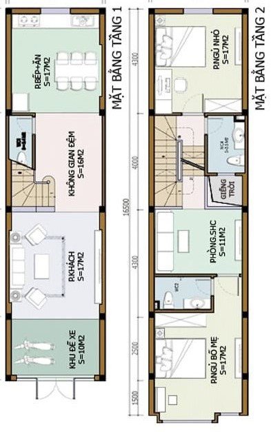 Bản vẽ nhà 1 trệt 1 lầu 4x12, bảng tính diện tích nhà