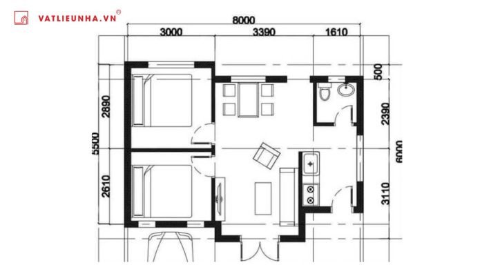 Bản vẽ thiết kế nhà cấp 4 đơn giản, tối ưu chi phí để nông thôn xây nhà 40 triệu
