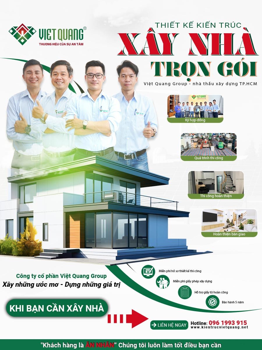 Bảng giá xây nhà phố trọn gói tại TP.HCM, minh họa dịch vụ uy tín