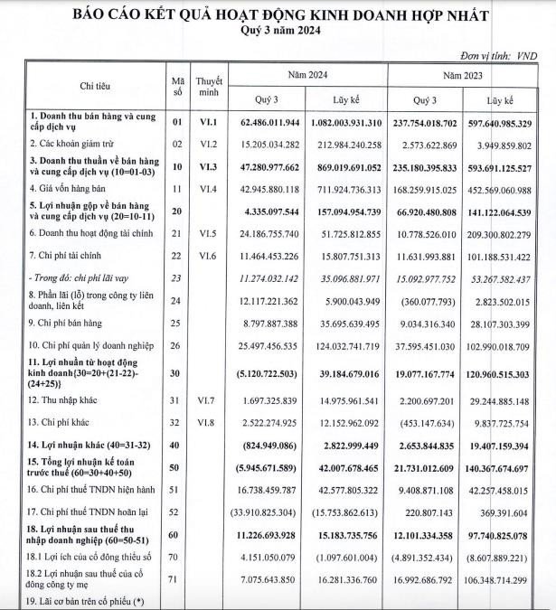 Biểu đồ tài chính DIC Corp (DIG) cập nhật cuối quý III 2024