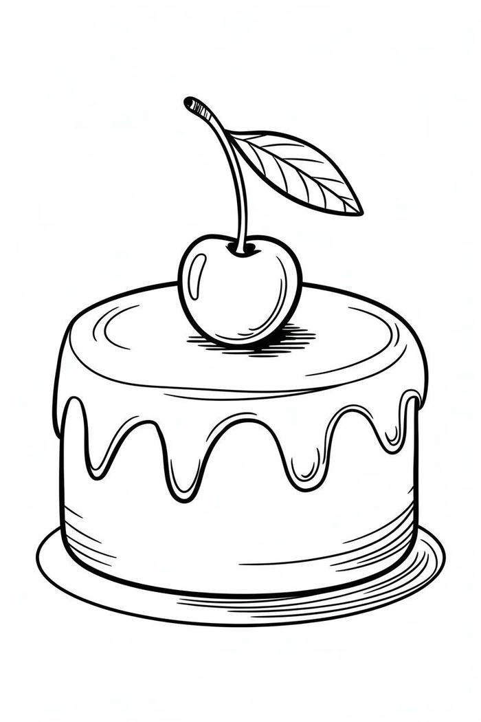 bức tranh tô màu bánh sinh nhật cute